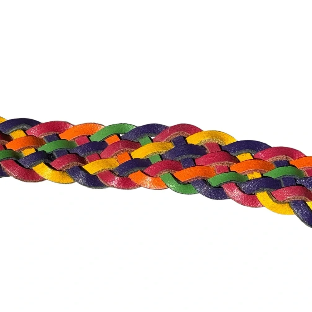 Vintage‎ Multi Colored Braided Leather Belt